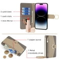 thumbnail image 2 of TECH CIRCLE For Google Pixel 6 Pro Wallet Case,PU Leather Flip Folio Stand Card Holder Zipper Ring Magnetic Protective Phone Case with Lanyard Strap Women Case for Google Pixel 6 Pro 6.7" 2021,Gray, 2 of 8