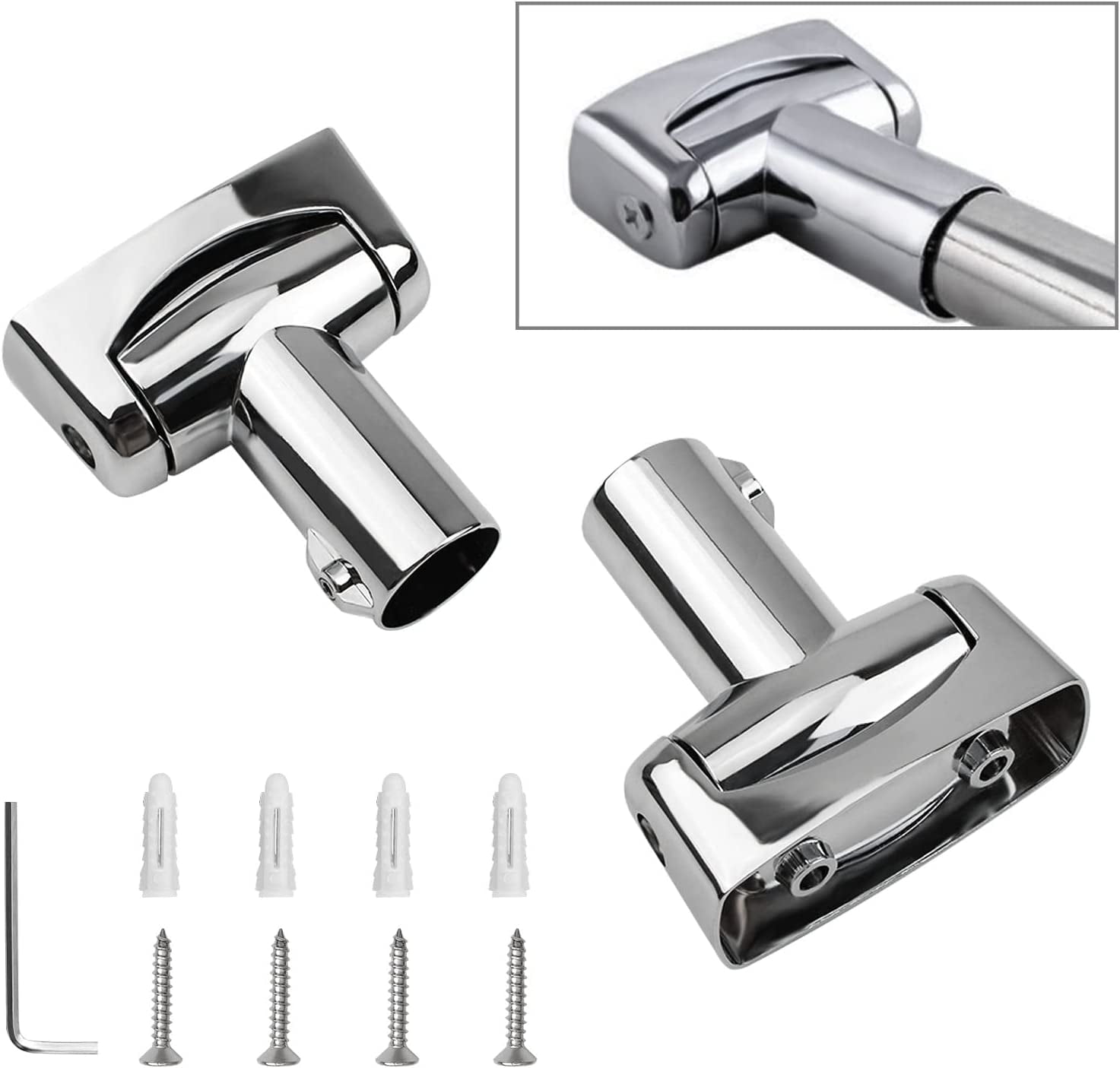 2Pcs Zinc Alloy Shower Curtain Rod Bracket Heavy Duty WallMount