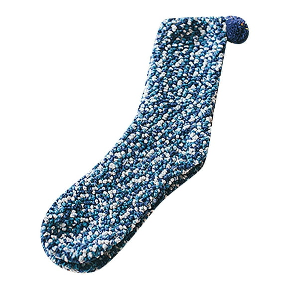 hcuribad Socks for Women, Ladies Cake Coral Fleece Cake Floor Chrysanthemum Yarn Sleeping "Cupcake" With Gift Box, Fuzzy Socks, Ankle Socks for Women Blue A