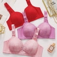 thumbnail image 3 of Wdgfv Daisy Bras for Older Women Front Closure Convenient Everyday Bras Mid Buttons Comfortable No Underwire Gathering Bras Pink 46, 3 of 3