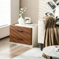 thumbnail image 2 of Giantex Modern Nightstand, Rustic Walnut Wood Grain Bedside Table, Vertical End Table (1), 2 of 8