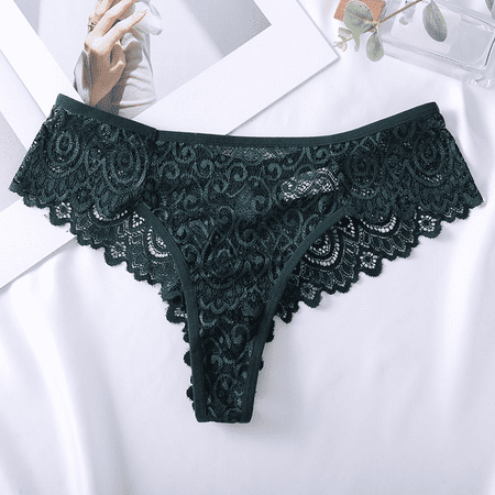 Meiodtion Underwear for Women Plus Size Cheeky Comfort Breathable Panties Sexy Elegant Thong Low Waist Panty Green S