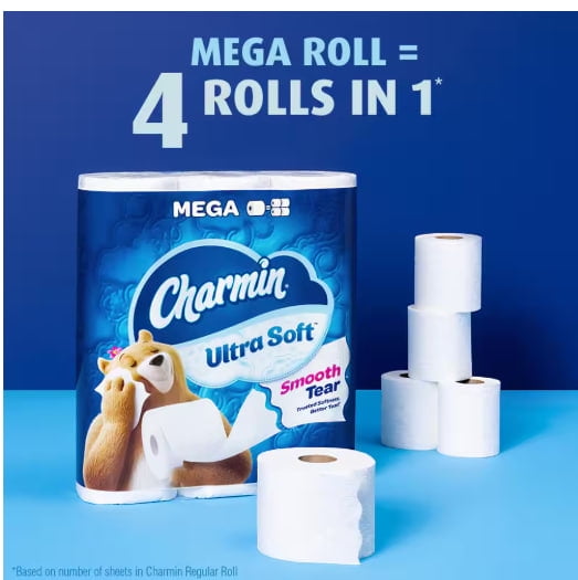Charmin Ultra-Soft Smooth Tear Toilet Paper Rolls (12 Mega Plus Rolls)