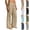 Khaki, variant on LONKITO Mens Linen Pants with Pockets, Classic Slim Straigh Leg Summer Pants for Casual Beach, Khaki M