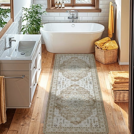 sonoro kate 2x6 area rugs for living room bedroom non slip boho machine washable indoor floor carpet cream