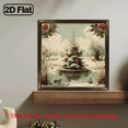 thumbnail image 2 of 2D Flat, Farmhouse Christmas Winter Wall Art - Snowy Pine Tree Red Berries Wood Painting with Golden Frame, Wood Holiday Picture for Mantel, Shelf, or Tabletop - Gingerbread for Theme Inspi8*8in, 2 of 9