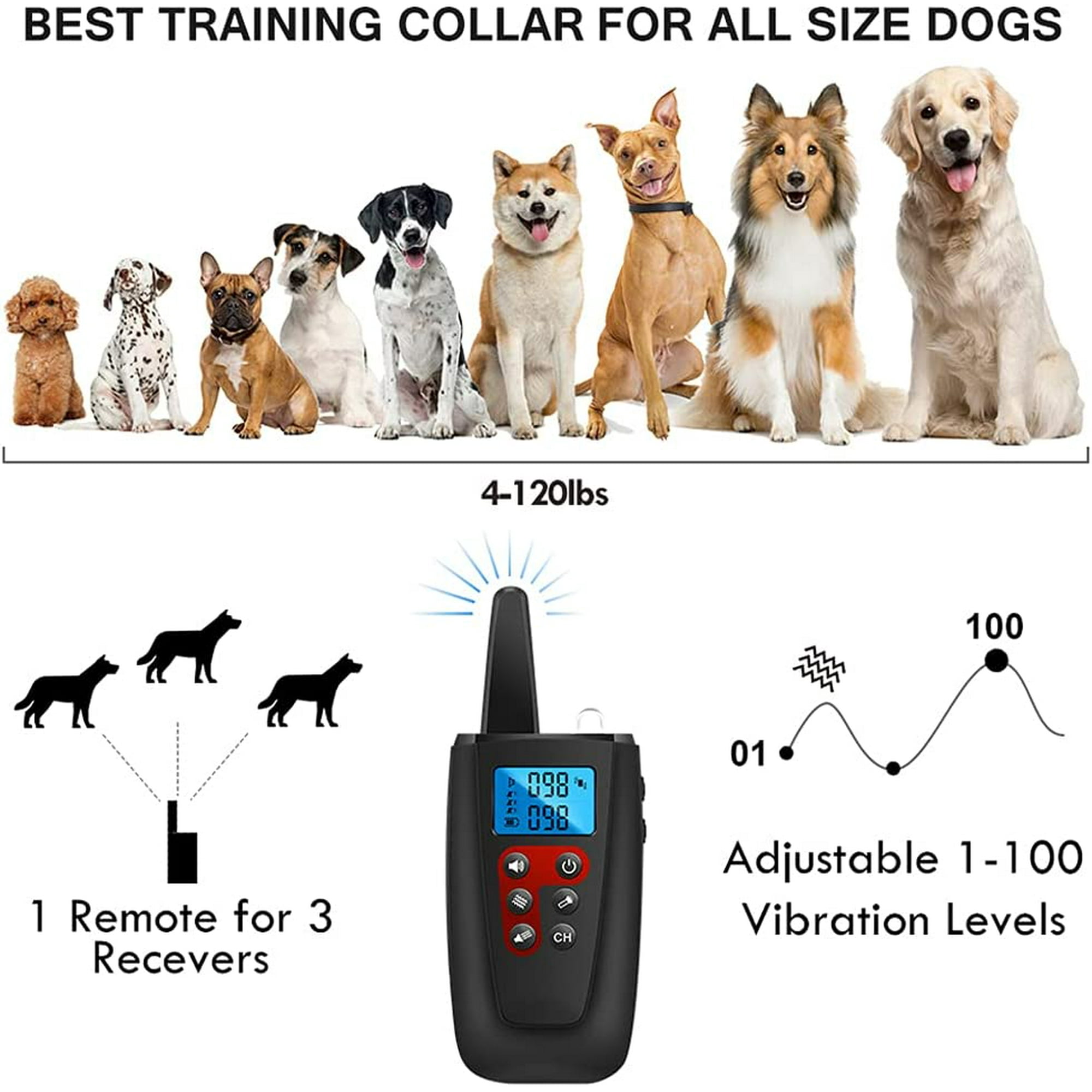Paipaitek Dog Training Collar 3300ft Range Vibrating Dog Collar IPX7 Waterproof Dog Bark Collar with Remote No Prongs and No Shock only Sound and Vibration Collar for Training Dogs Walmart