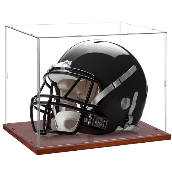 Vitrina para casco Fitense 39x28x30 cm con base de madera y protección UV