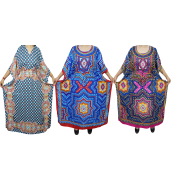Mogul Lot Of 3 Pcs Womens Maxi Caftan Beach Cover Up Printed Evening Sleepwear House Dress
