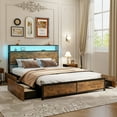 thumbnail image 1 of Gymax Queen Industrial Platform Bed Frame w/ Storage Drawers & LED Lights Headboard, 1 of 10