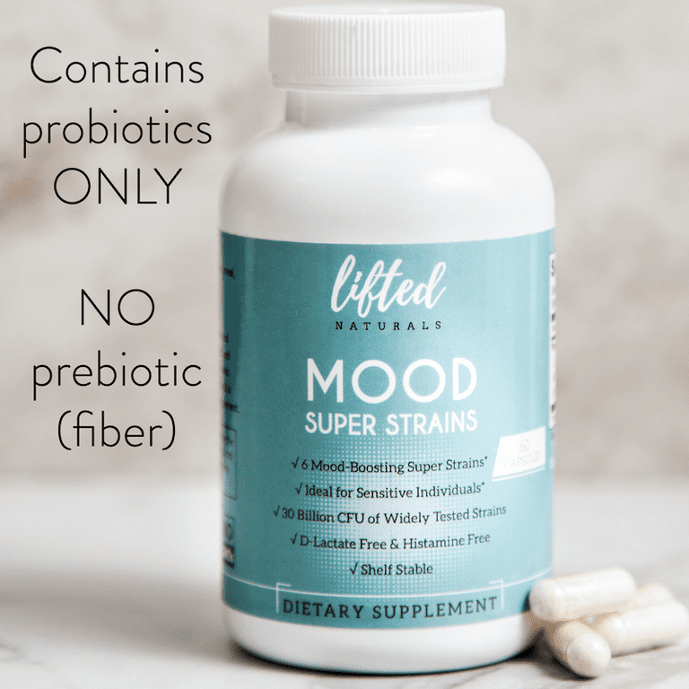 Lifted Naturals Probiotics - SBO Mood Boost Probiotic - Spore/Soil-Based -  Digestion & Mood Support - Histamine-Free - Natural Mood Support - 60 Day