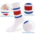 thumbnail image 4 of Deago 3 Pairs Fun Novelty Striped Retro Crew Socks for Women Men Sporty Running Calf Casual Cotton Athletic Socks (Blue Red), 4 of 8