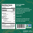 thumbnail image 2 of Verse 90% Dark Chocolate Mint Squares - Gluten Free, Keto, Low Sugar Snack - Creamy Dark Cocoa - Only 1g Cane Sugar- Individually Wrapped Vegan Cacao Chocolate Squares (9 Count, 2 Pack), 2 of 8