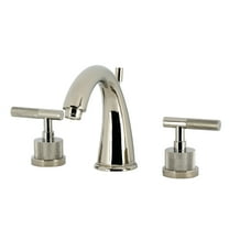 Kingston Brass KS2966KNL Convergent Two-Handle 3-Hole Deck Mount Widespread Bathroom Faucet with Knurled Handle and Brass Pop-Up in Polished Nickel