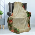 thumbnail image 4 of Christmas Soft Flannel Fleece Throw Blanket, Christmas Celebration in the Old Days Theme Antique Vintage Design Framework, Cozy Plush for Indoor and Outdoor Use, 70" x 90", Multicolor, by Ambesonne, 4 of 5