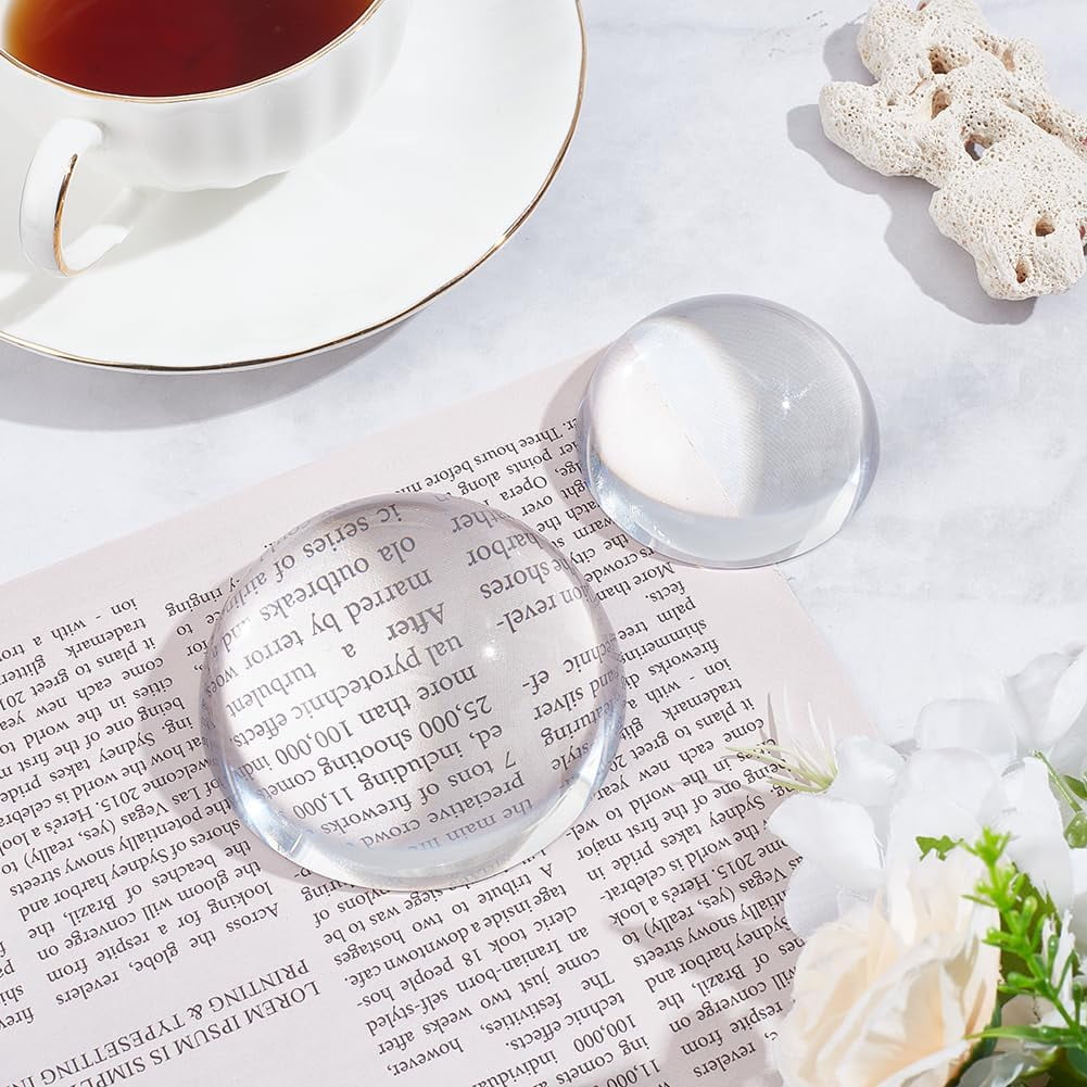 2 Pcs 2 Styles Dome Magnifier Paperweight Glass Magnifying Half Ball Lens for Home Office Dispalay Decorations Reading 57x26mm/77x36mm for DIY
