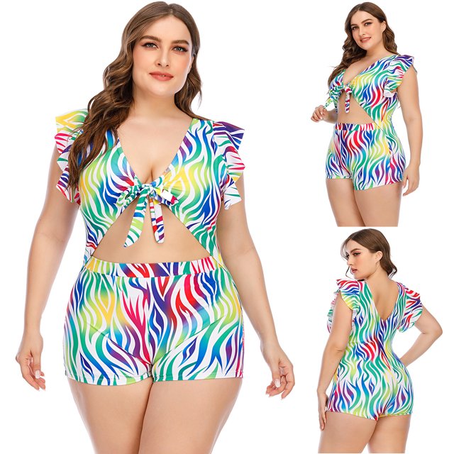 Maillots de Bain String pour Femmes Grande Taille Rayé Maillot de Bain une Pièce Bikini Tenue de Plage Maillot de Bain une Pièce pour Femmes en Liquidation