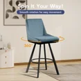 thumbnail image 4 of iooHug Bar Stools Set of 2, 26" Counter Height Bar Stools, Upholstered Swivel Barstools with Backs, Loop Yarn Fabric&Pu Leather, Metal Legs for Kitchen Island, Blue, 4 of 7