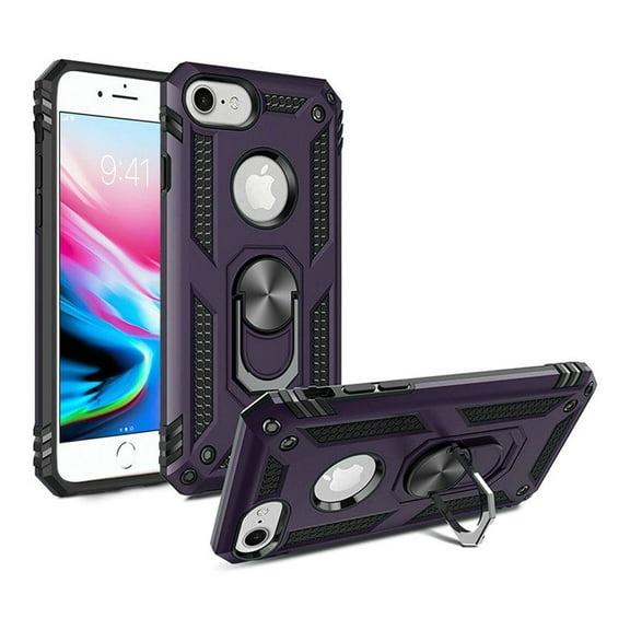 Apple iPhone SE 2020 Case Hybrid Durable 360 Degree Rotatable Ring Stand Holder Kickstand Fit Magnetic Car Mount ,Xpm Phone Cover for iPhone SE 2nd Gen - Purple