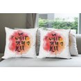 thumbnail image 6 of Ambesonne Saying Throw Pillow Cover 4 Pack, Hearts with Grunge Message, 18", Vermilion Pale Orange, 6 of 7