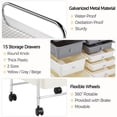 thumbnail image 6 of Topeakmart 15 Drawers Rolling Storage Cart Bin Organizer Metal Frame Plastic Drawers, Yellow/Gray/Beige, 6 of 8