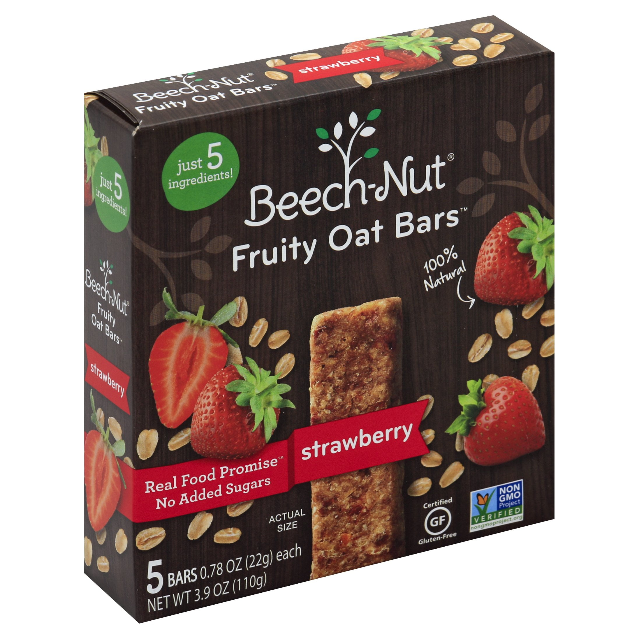BeechNut Toddler Snack Bars, Stage 4, Strawberry, 5 ct