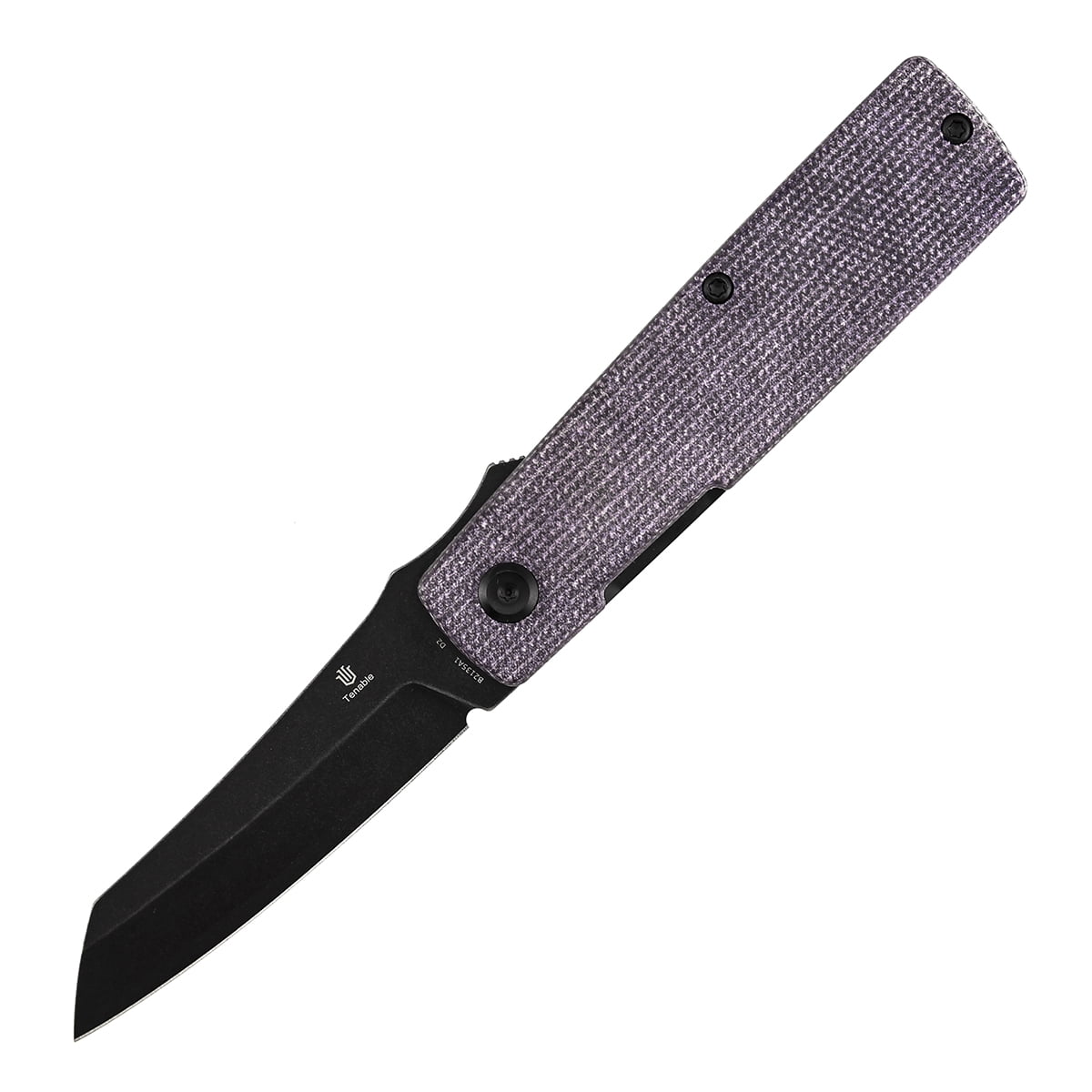Tenable Higonokami Folding Pocket Knife,3.02'' Black Stonewashed D2 Blade,Purple Micarta Handle,B2135A1