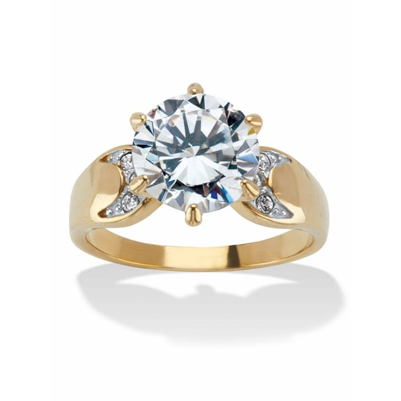 PalmBeach Jewelry 4 TCW Round Cut Cubic Zirconia and Pave Crystal Stainless Steel or Gold Ion-Plated Stainless Steel Ring