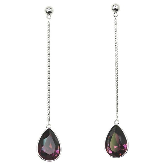 Faship Gorgeous Purple Teardrop Rhinestone Crystal Dangling Earrings