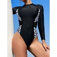 thumbnail image 1 of Women's One Piece Rashguard Swimsuit Zip Front Surfing Shirt Sun Protection, 1 of 7
