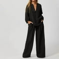thumbnail image 4 of Abomasnow Womens Cotton Linen Set 2 Piece Outfits Casual Fall Lightweight Shirts and Wide Leg Pants Loose Loungewear Matching Sets, 4 of 7