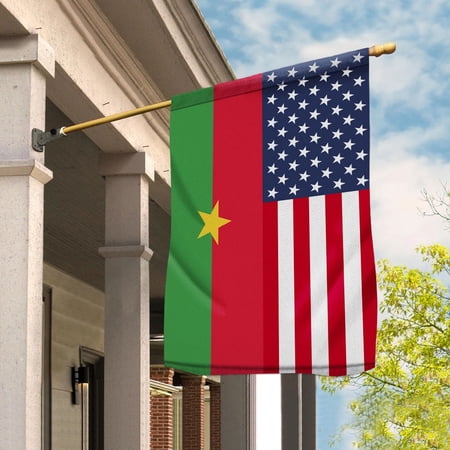 American Burkina Faso Flag Burkinan Friendship U.S.A Memorial Day Patriotic For House Flag, Double-Sided Decorative Outdoor Flag, Patriotic Polyester Yard Flag 29.5 x 39.5 in