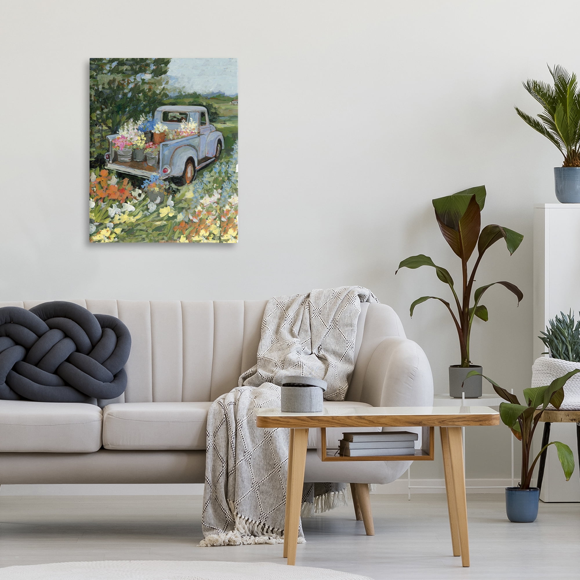 Stupell Industries Truckin' Field with Flowers Canvas Wall Art, design by Susan Winget