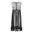 thumbnail image 6 of Douhoow Women Sheer Mesh Midi Dress Crew Neck Ruffle Sleeveless See Through Cover Ups Beach Dress, 6 of 10