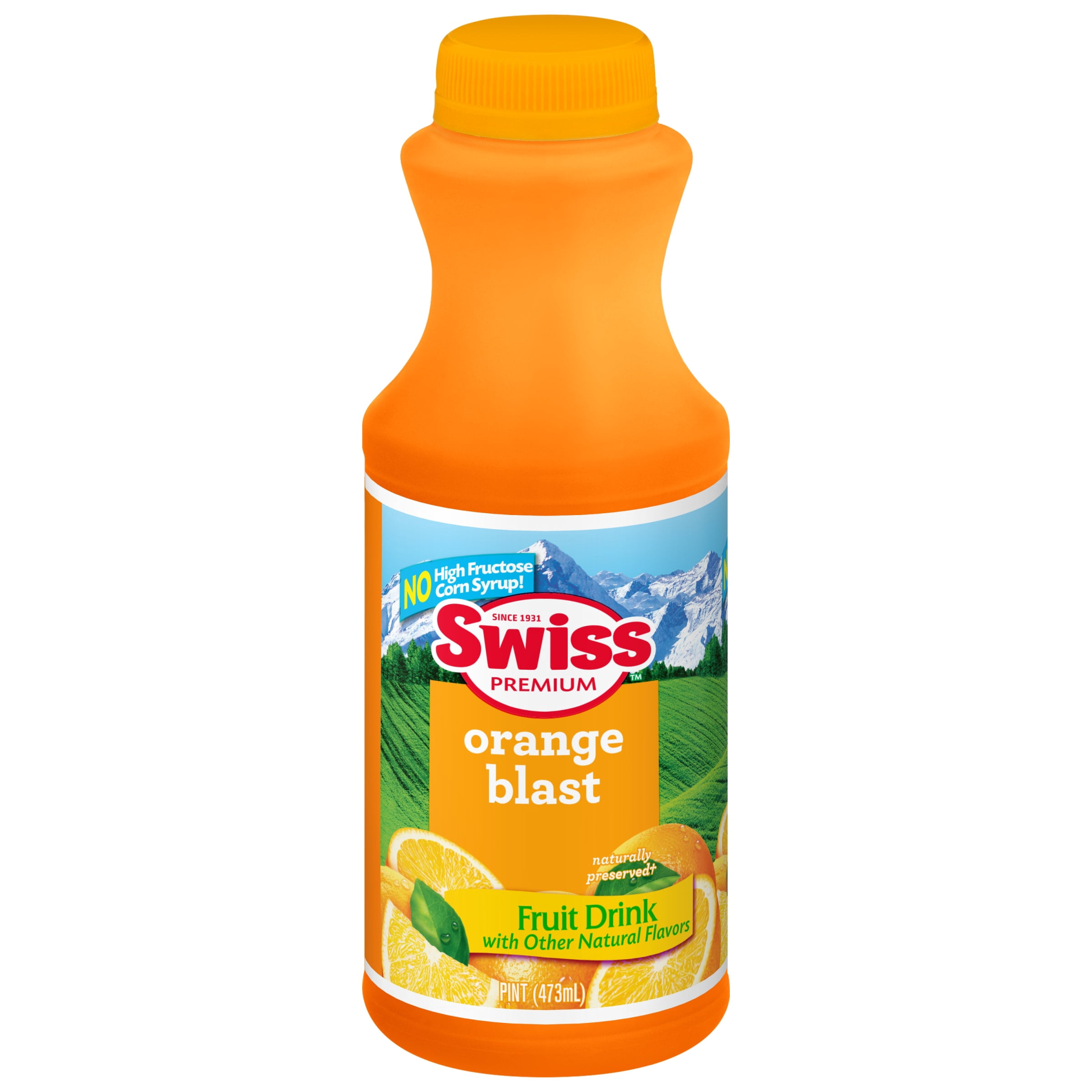 Swiss Premium Orange Blast Drink - 1 Pint Plastic Bottle
