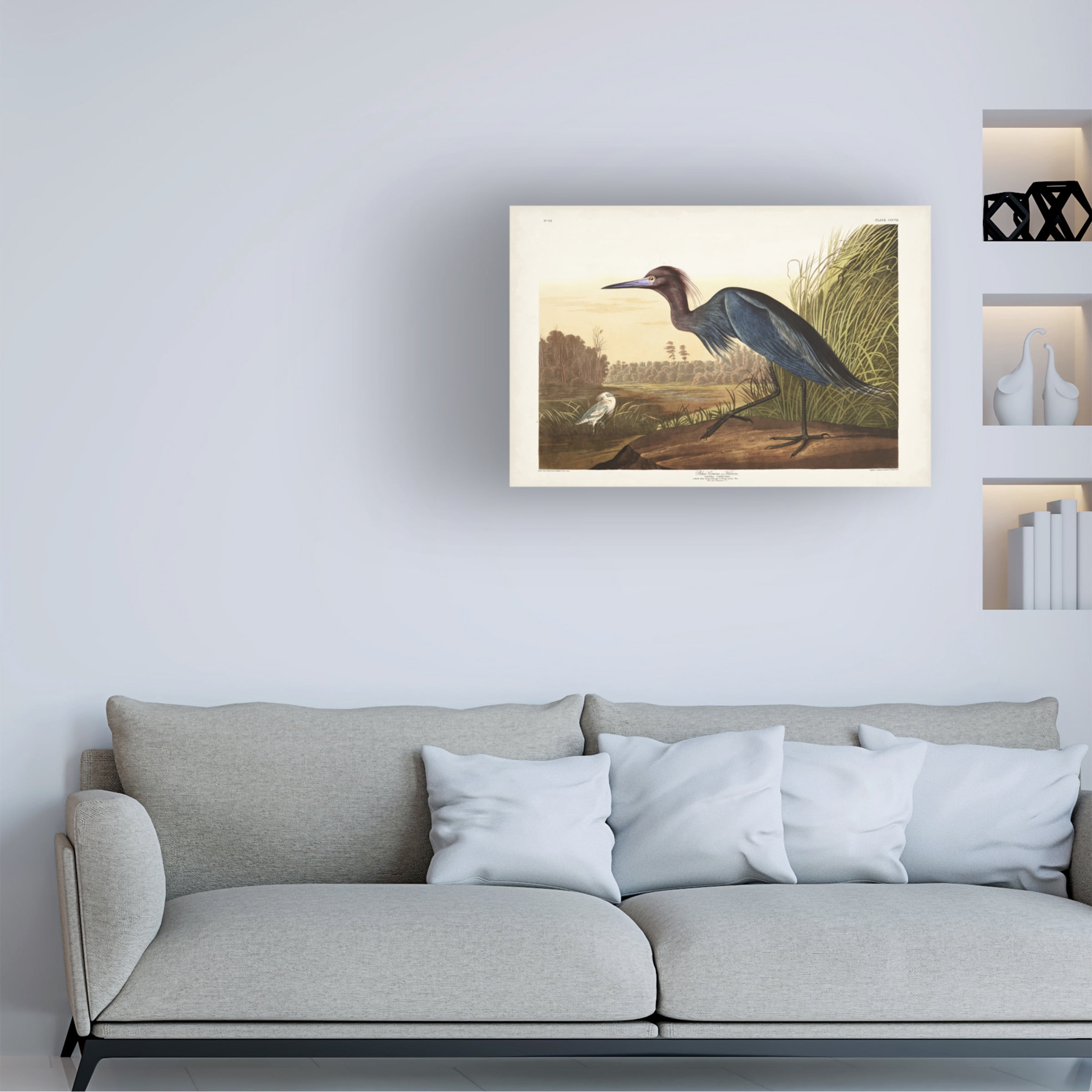 John James Audubon 'Blue Crane Or Heron' Canvas Art