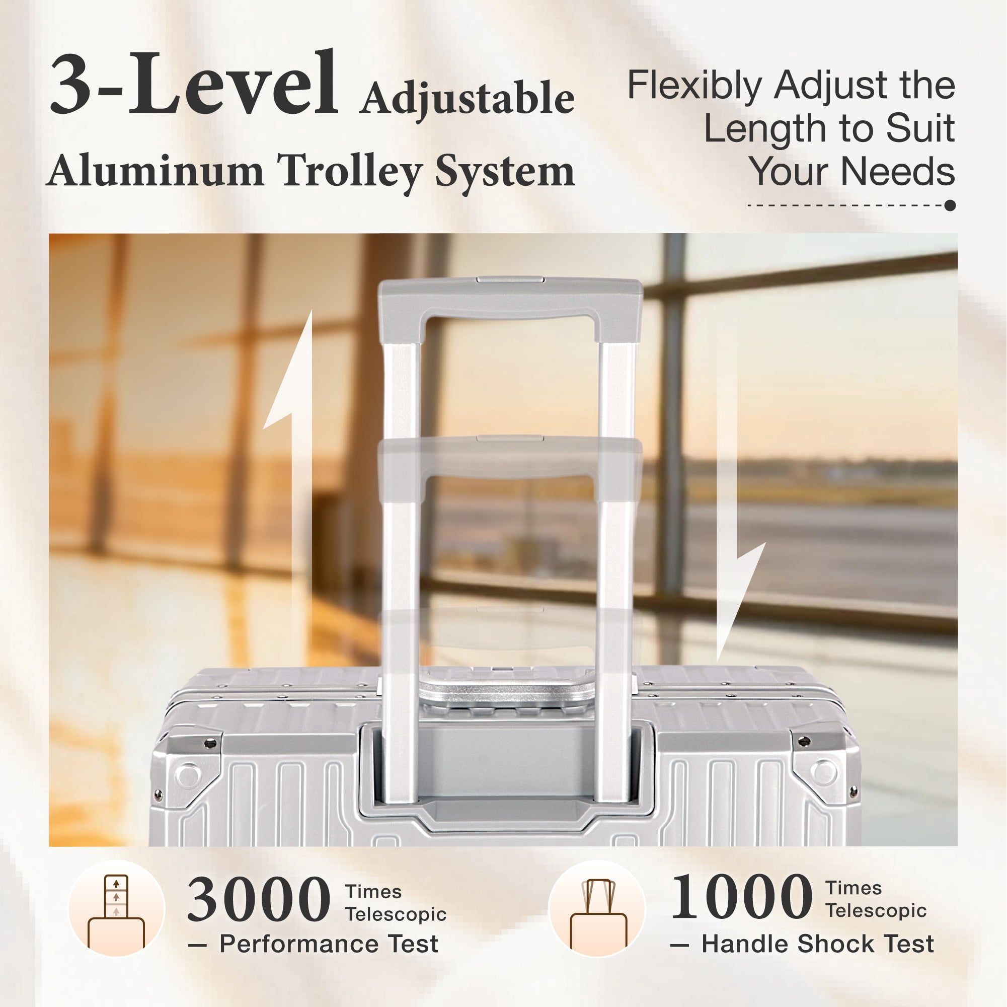 MF Studio 20 inch Carry on Luggage, Lightweight PC Hardshell Zipperless Suitcase with Aluminum Frame, TSA locks, Spinner Wheels, USB Charging Port, Cup Holder, Silver Gray