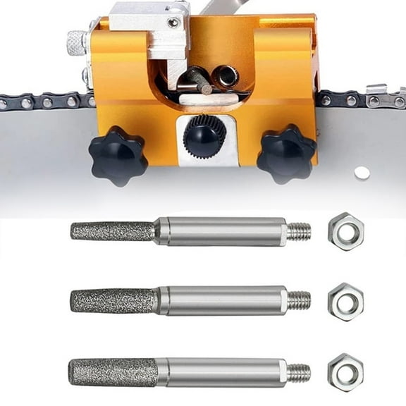 Chainsaw Sharpener Parts Diamond Coated Cylindrical Burr 4/5/6Mm Grinding Head Chain Saw Sharpener Stone File Grinding Tools 4Mm Fangkenuo