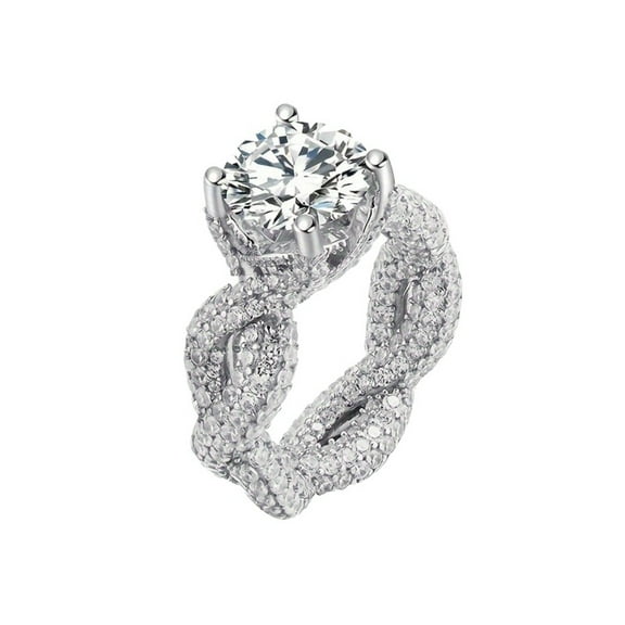 5 Carat Twisted Moissanite Engagement Ring Wedding Promise Rings for Her D Color VVS1 Clarity 925 Sterling Silver Lab Created Big Diamond Ring for Women Size 5-10