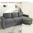 thumbnail image 6 of Modern Sectional Sofa 84.6" L-Shaped Sofa Couch with a Curved Chaise Lounge, USB Ports and Side Storage Pockets for Living Room (Gray), 6 of 11