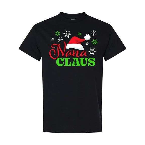 Inktastic Nana Claus with Christmas Santa Hat and Snowflakes T-Shirt