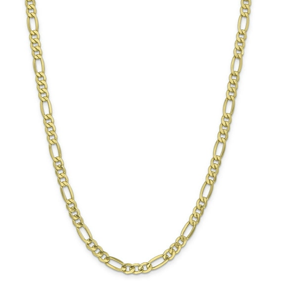 10K Yellow Gold 6.25mm Semi-Solid Figaro Chain Necklace Size 22