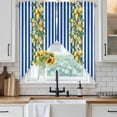 thumbnail image 4 of Blue Stripes Lemon Kitchen Window Curtains, Swag Curtains Valance for Bedroom Living Room Bathroom, Spring Fruit Flowers Leaves Line Rod Pocket Window Treatment Curtain Block Drapes 2 Panels 28"x36", 4 of 9