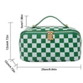 thumbnail image 4 of Bolso De Cosméticos Bolsa de cosméticos para mujer, bolsa de maquillaje de PU con cremallera y patrón a cuadros, bolsa de mano pequeña (verde) Likrtyny Para Estrenar, 4 of 4