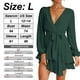 thumbnail image 2 of Vestido skater mini con escote en V profundo y manga larga con cinturón y cordones para mujer, verde, L, 2 of 6