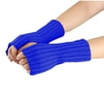 thumbnail image 4 of Ashirexll Winter Gloves Women, Fingerless Gloves for Women, Woolen Fingerless Gloves with Straight Arm Sleeves Knitted Long Cuffs for Ladies, 4 of 6