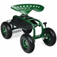 thumbnail image 1 of Gymax Chariot de Jardin Roulant pour Trottinette avec Siège Réglable, Panier de Rangement, Plateau, Vert, 1 of 7