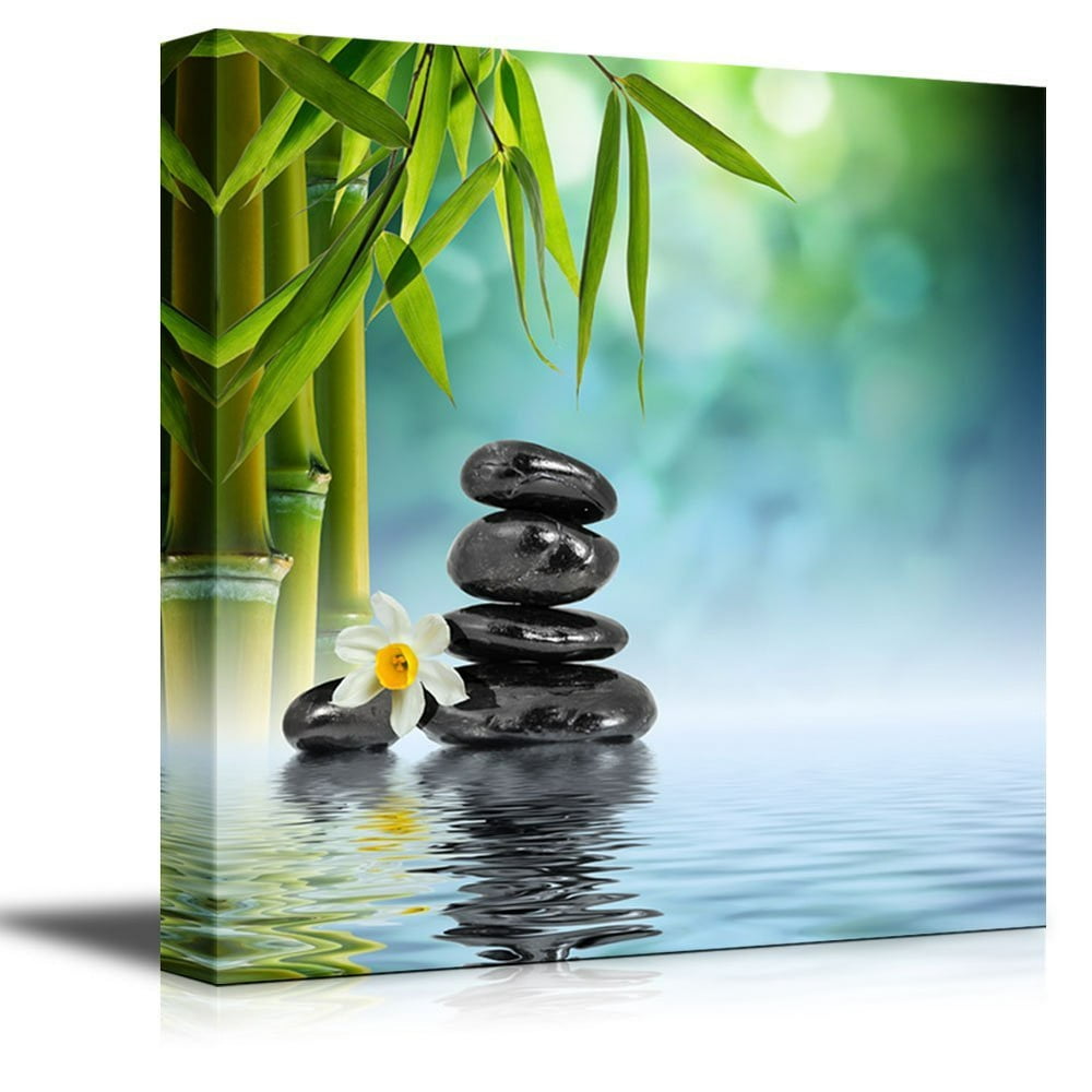Wall26 Canvas Prints Wall Art Relaxing Scene of Stones and Bamboo on