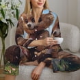thumbnail image 5 of KLL Romantic Floral Bear Print Women's Long Sleeve Pajamas with Pants Sleepwear Loungewear 2 Set-Medium, 5 of 7