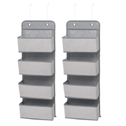 Delta Children 4 Pocket Over The Door Hanging Organizer - 2 Pack, Easy Storage/Organization Solution - Versatile and Accessible in Any Room in the House, Dove Grey